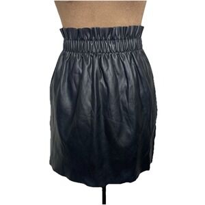 Women’s Black Vegan Leather Paper Bag High Waisted Mini Skirt Size 2 Divided
